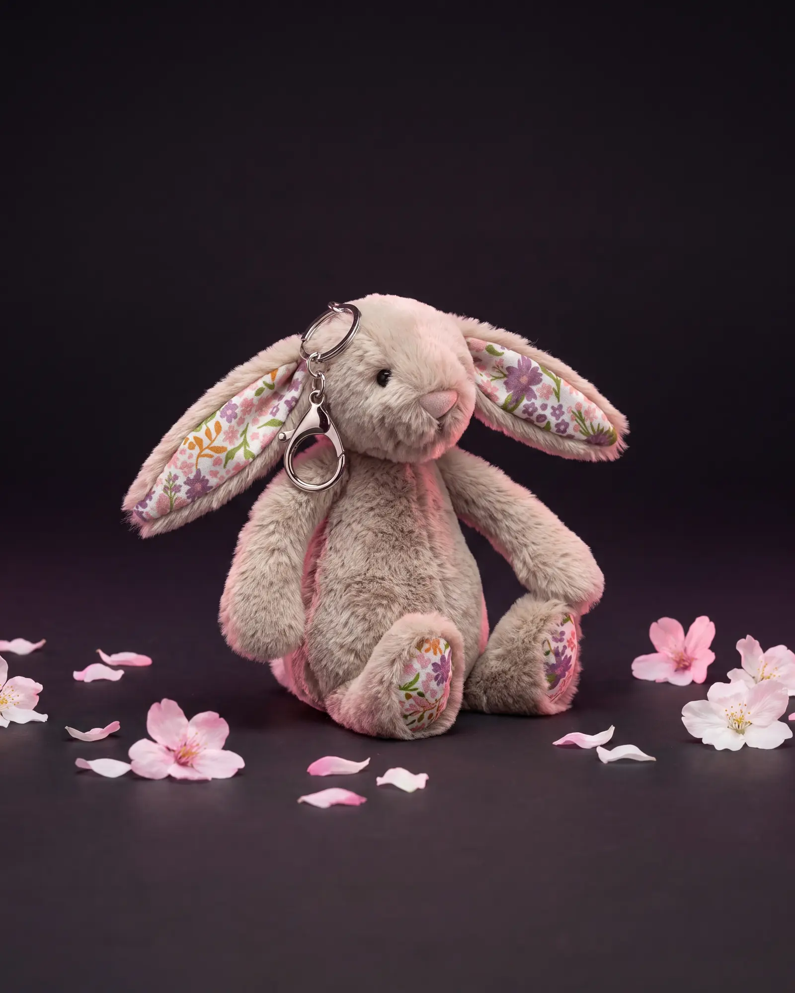 Blossom Beige Bunny 'Petal' Bag Charm, a second view.