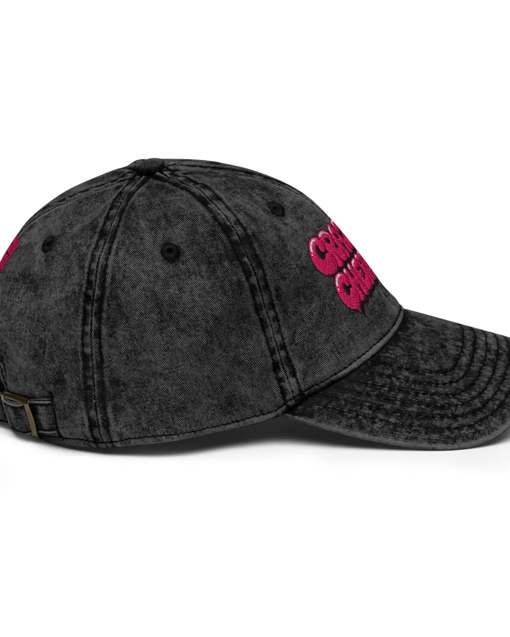 Cherry Cap worn, side profile.