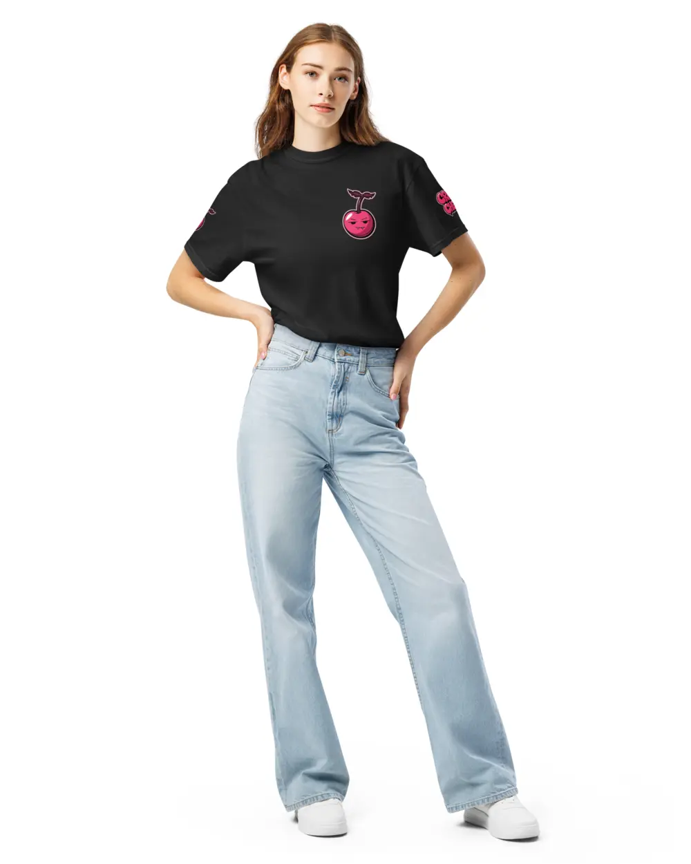 Cherry Tee worn - standing at full length