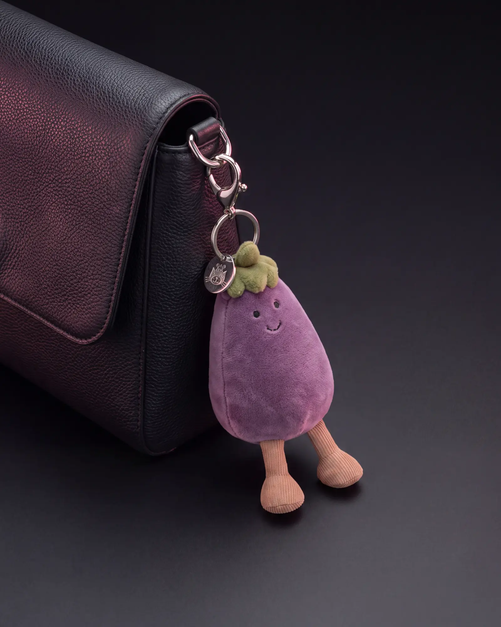 Amuseables Aubergine Bag Charm, a second view.